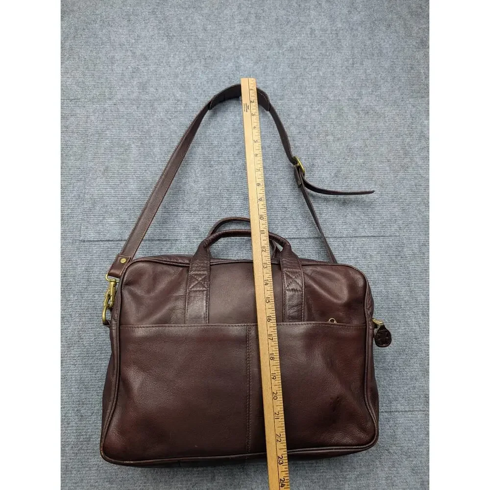 Frye Briefcase Messenger Bag Laptop Cherry Brown Leather Vintage Work School